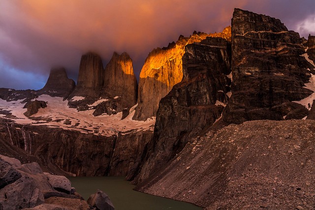 Torres del Paine Lookout
Torres del Paine Lookout - the Torres del Paine at sunrise© Copyright Flickr user Phase Locked Loop